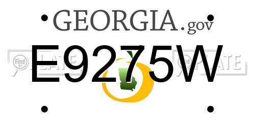 E9275W Georgia License Plate