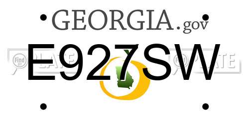 E927SW Georgia License Plate