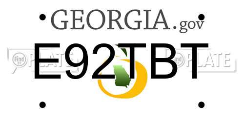 E92TBT Georgia License Plate