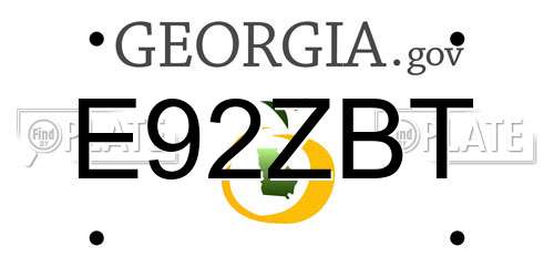 E92ZBT Georgia License Plate