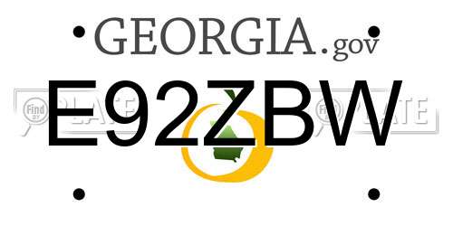 E92ZBW Georgia License Plate