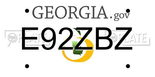 E92ZBZ Georgia License Plate