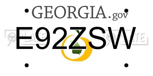 E92ZSW Georgia License Plate