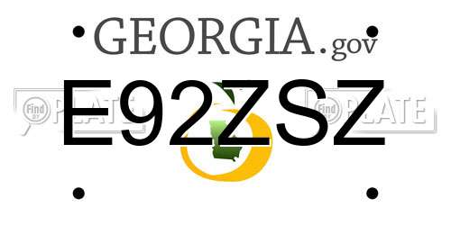 E92ZSZ Georgia License Plate