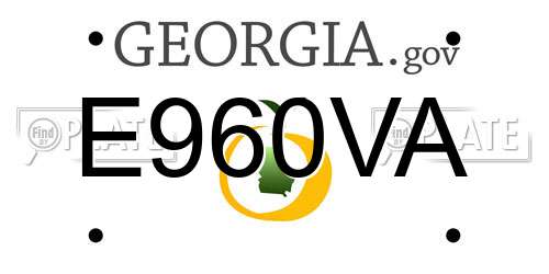 E960VA Georgia License Plate