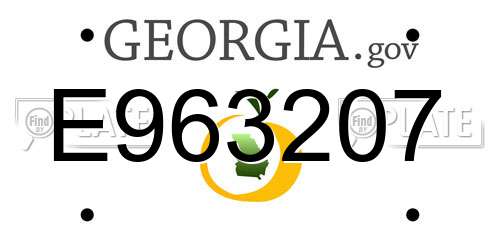 E963207 Georgia License Plate