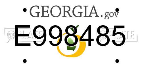 E998485 Georgia License Plate