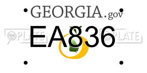 EA836 Georgia License Plate