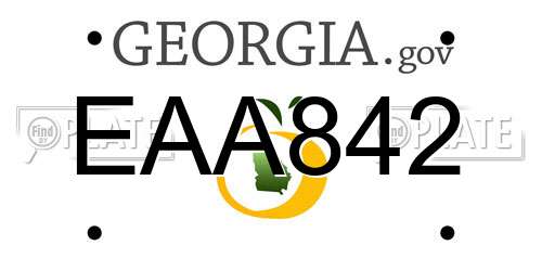 EAA842 Georgia License Plate
