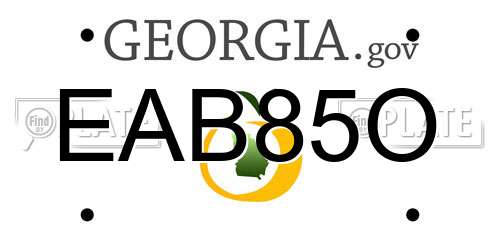 EAB85O Georgia License Plate