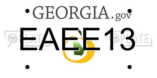 EAEE13 Georgia License Plate