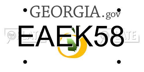 EAEK58 Georgia License Plate