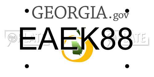 EAEK88 Georgia License Plate
