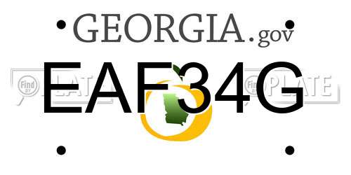 EAF34G Georgia License Plate