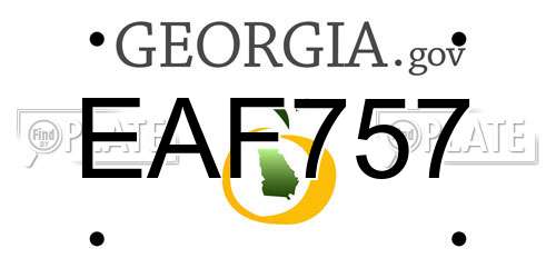 EAF757 Georgia License Plate