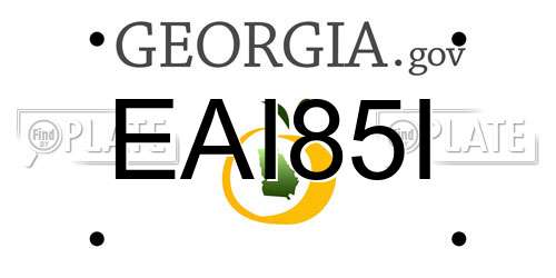 EAI85I Georgia License Plate