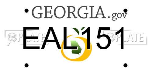 EAL151 Georgia License Plate