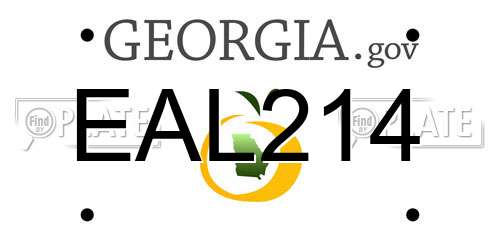 EAL214 Georgia License Plate