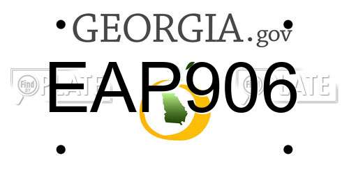 EAP906 Georgia License Plate