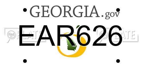 EAR626 Georgia License Plate