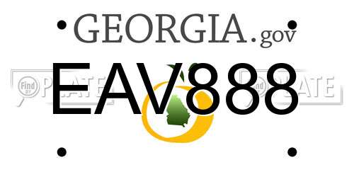 EAV888 Georgia License Plate