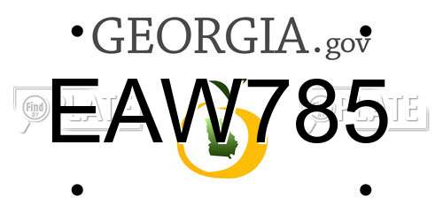 EAW785 Georgia License Plate