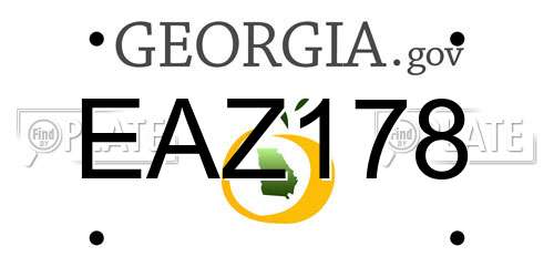 EAZ178 Georgia License Plate