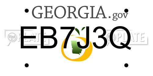 EB7J3Q Georgia License Plate