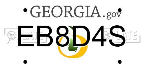 EB8D4S Georgia License Plate