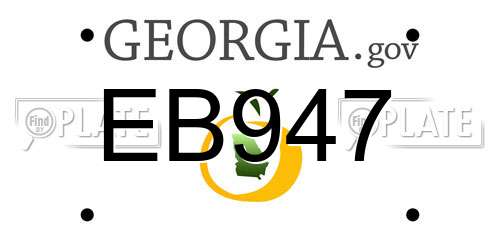 EB947 Georgia License Plate