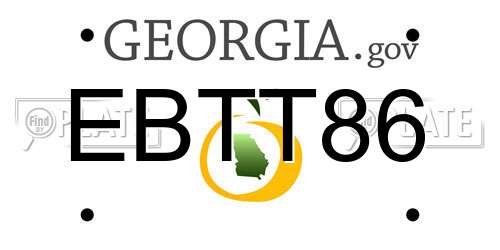 EBTT86 Georgia License Plate