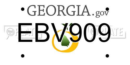 EBV909 Georgia License Plate