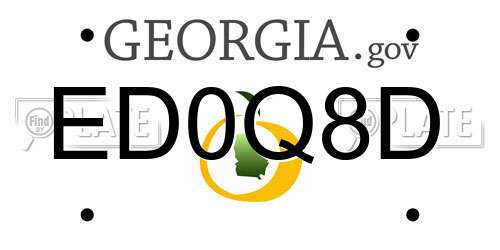 ED0Q8D Georgia License Plate