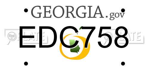 EDC758 Georgia License Plate