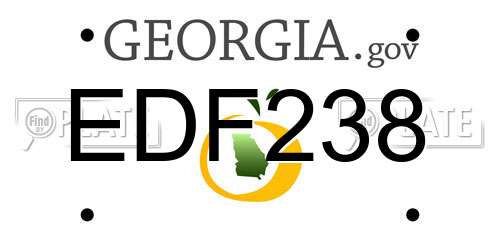 EDF238 Georgia License Plate