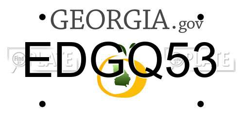 EDGQ53 Georgia License Plate