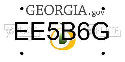 EE5B6G Georgia License Plate
