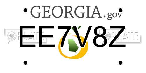 EE7V8Z Georgia License Plate