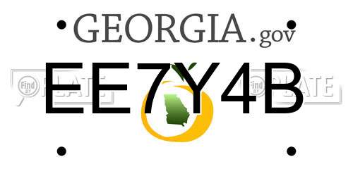EE7Y4B Georgia License Plate