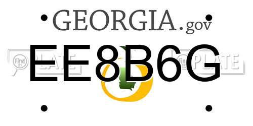 EE8B6G Georgia License Plate