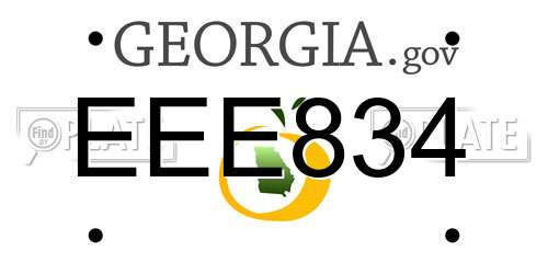 EEE834 Georgia License Plate