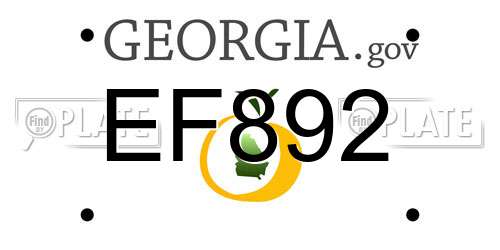 EF892 Georgia License Plate