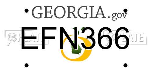 EFN366 Georgia License Plate