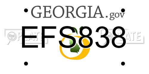EFS838 Georgia License Plate