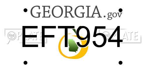 EFT954 Georgia License Plate