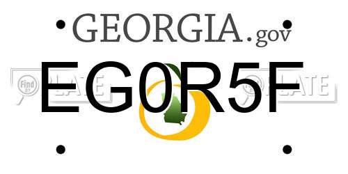 EG0R5F Georgia License Plate