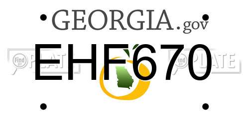 EHF670 Georgia License Plate