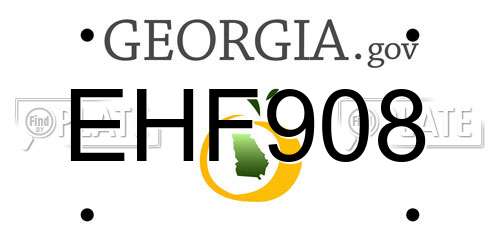 EHF908 Georgia License Plate