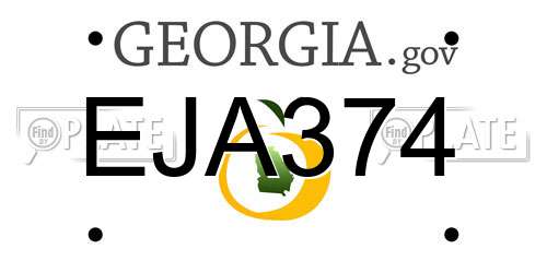 EJA374 Georgia License Plate