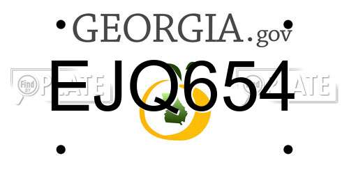EJQ654 Georgia License Plate